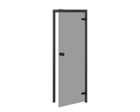 Thermory Trendline Saunadør – Sort Ask, Gråt Glas 7x19